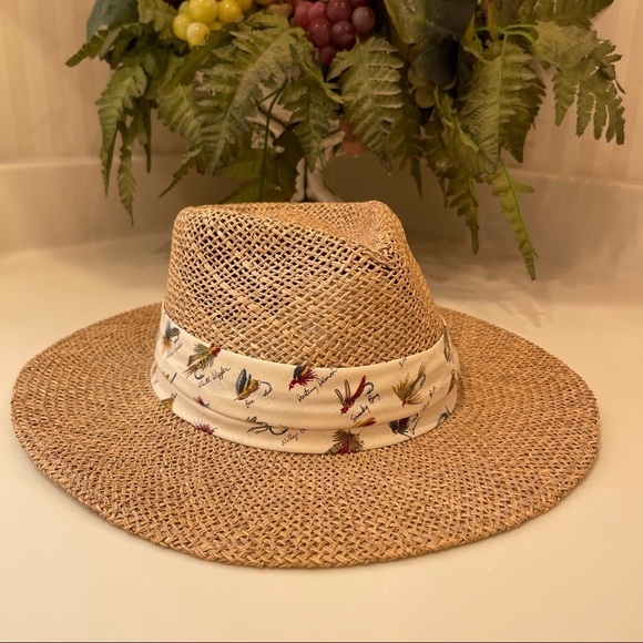 Summer Club Other - Men’s Summer Club Australian Straw Hat With Hatband Featuring Fishing Lures